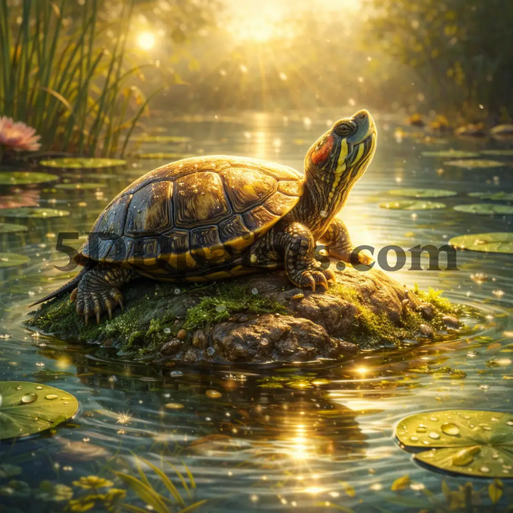 5DDPaints.com Art & Craft Kits Sunlit Turtle / 20x20cm / Square Pond Life Whispers – Serene Wildlife Diamond Painting Mini Collection