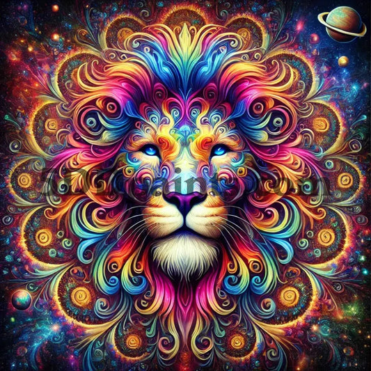 Amazello arts and crafts kit Psychedelic Lion: Mystical Strength in Color