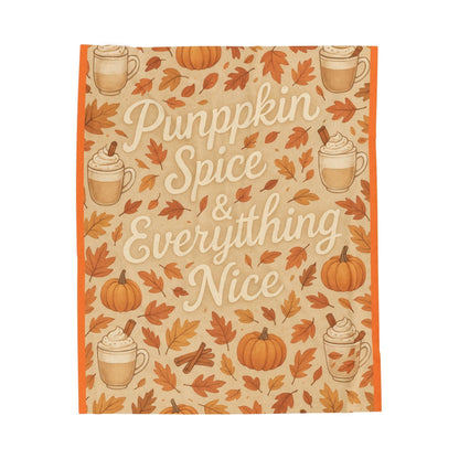 Printify All Over Prints 50" × 60" Pumpkin Spice & Everything Nice, Autumn Decor - Cozy Fall Velveteen Plush Blanket