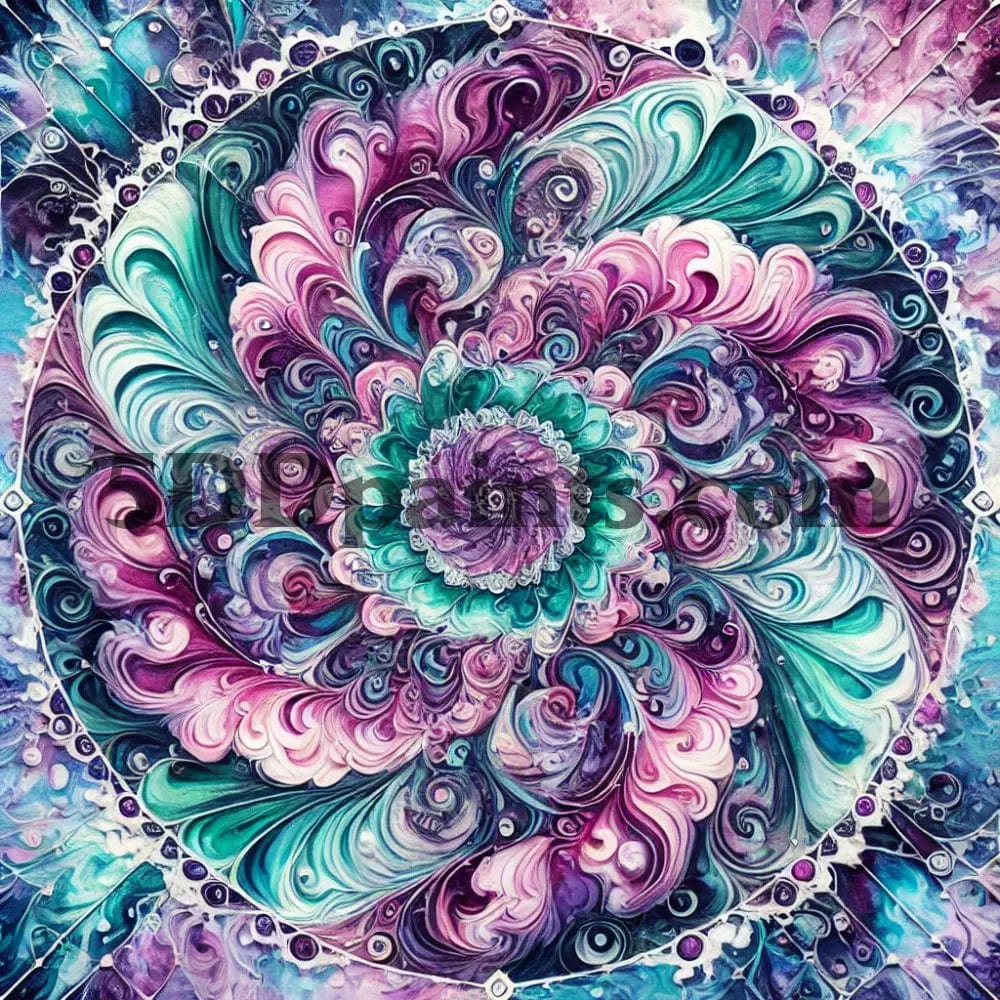 5DDPaints.com arts and crafts kit Purple and Teal Elegance Swirl - Mandala Diamond Painting