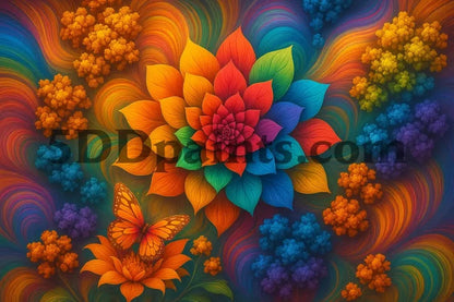 5DDPaints.com arts and crafts kit Radiant Bloom & Butterfly Whirl Diamond Painting Kit