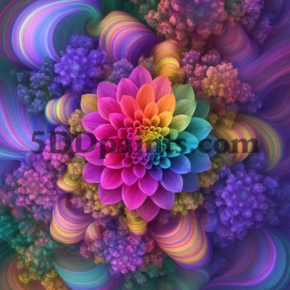 5DDPaints.com arts and crafts kit Radiant Bloom Mandala Diamond Painting Kit