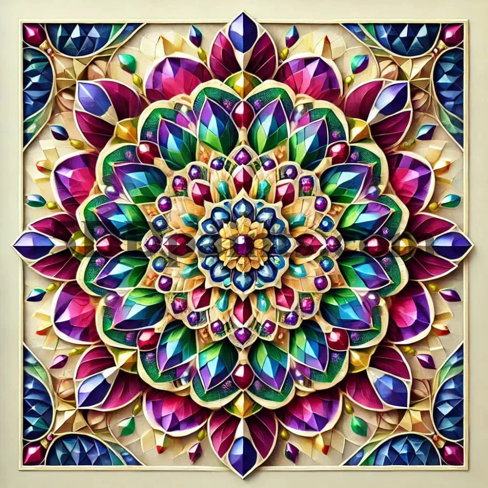 5DDPaints.com arts and crafts kit Radiant Harmony – Jewel-Tone Mandala Diamond Painting Kit