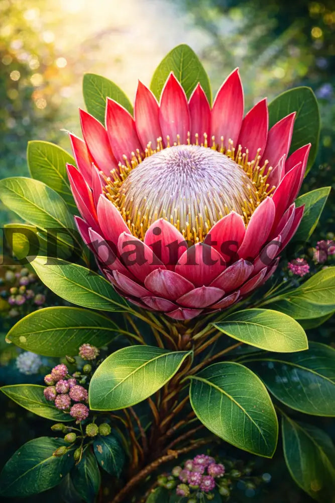 5DDPaints.com home decor Radiant King Protea Bloom Diamond Painting Kit