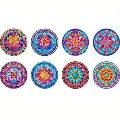 5DDpaints.com arts and crafts kit Radiant Mandala Diamond Painting Coaster Kit – Set of 8