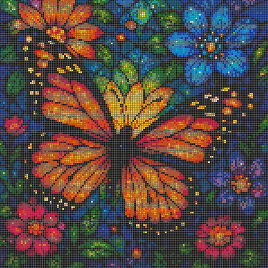 5DDPaints.com arts and crafts kit Radiant Monarch Garden Diamond Painting Kit