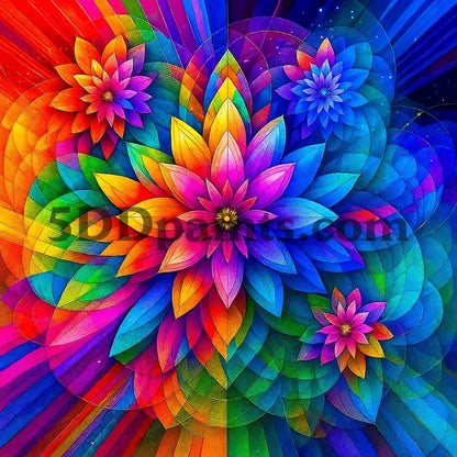 5DDPaints.com arts and crafts kit Radiant Spectrum Blooms Diamond Painting Kit