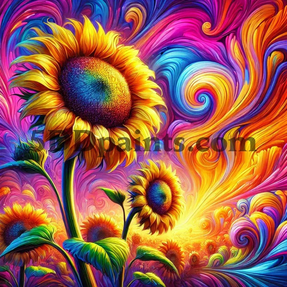 5DDPaints.com arts and crafts kit Radiant Sunflower Dream Diamond Painting Kit