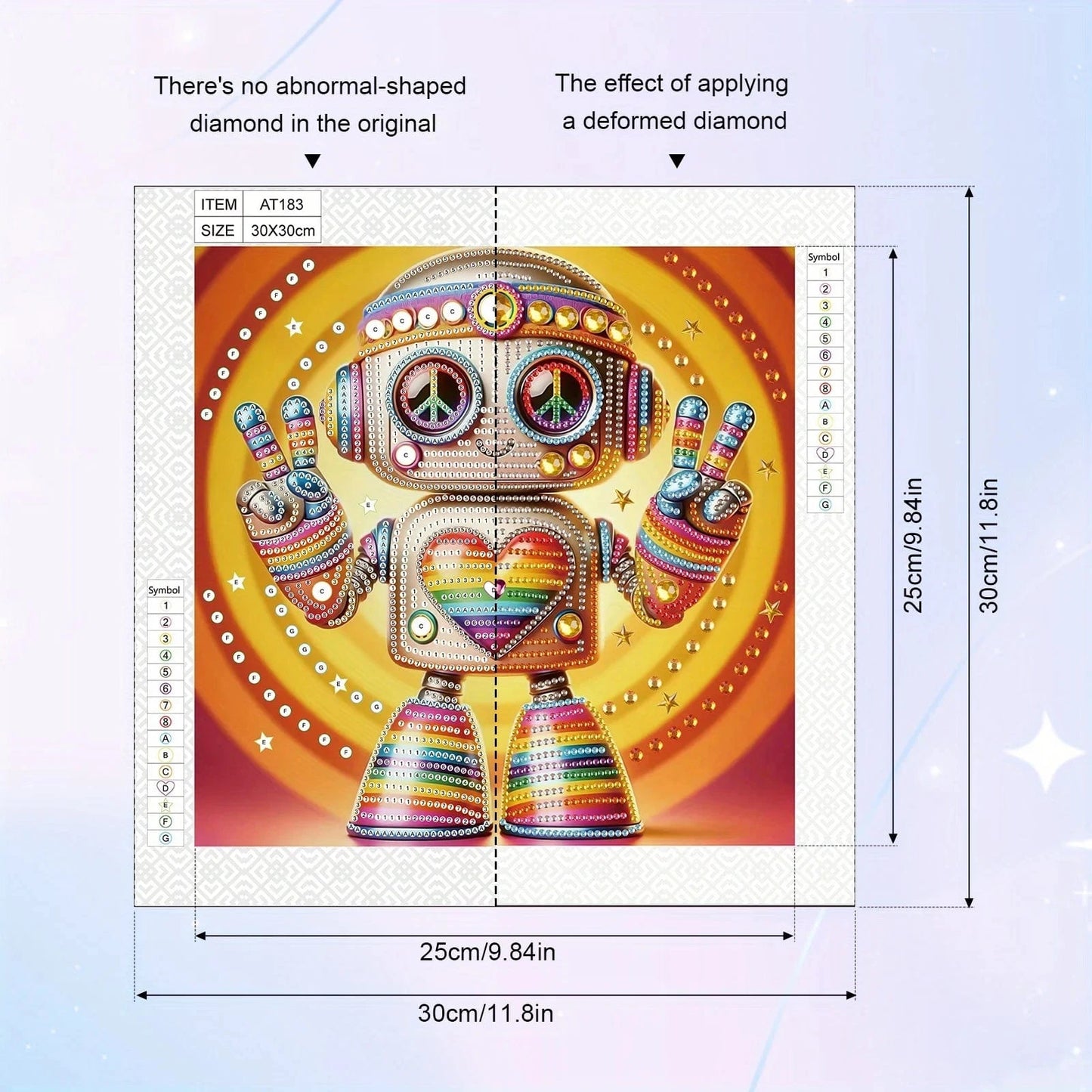 5DDpaints.com arts and crafts kit Love Robot Rainbow Peace Robot Partial Drill Diamond Painting Kit for Beginners