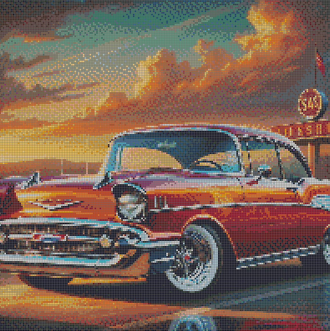 5DDPaints.com arts and crafts kit Retro Roadster Diamond Painting Kit