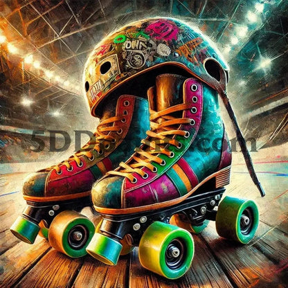 5DDPaints.com arts and crafts kit Retro Roller Derby Diamond Painting Kit