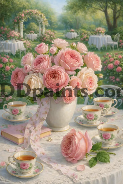 5DDPaints.com home decor Rose Garden Tea Party Diamond Painting Kit