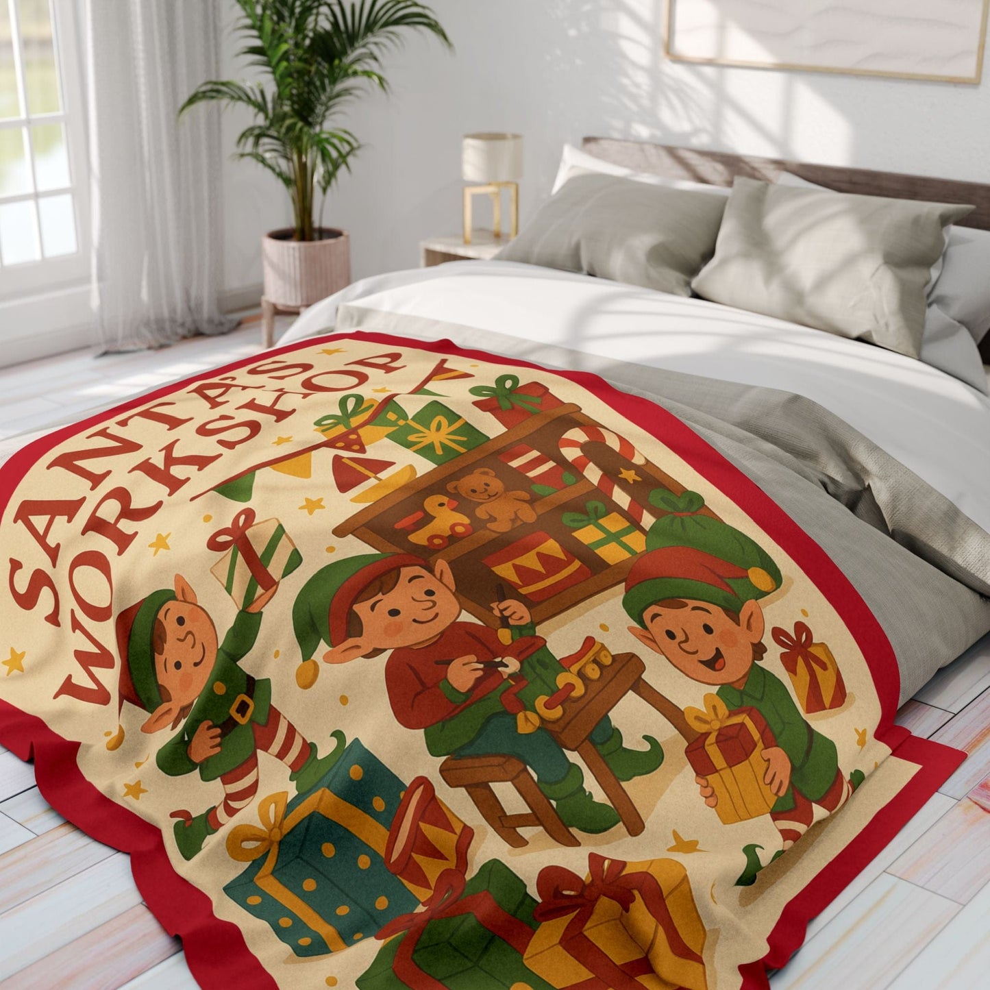 Printify Home Decor Santa's Workshop - Cozy Christmas Fleece Blanket