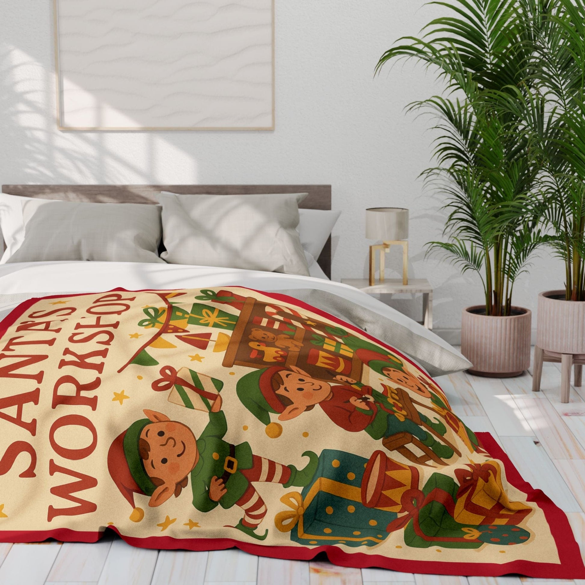 Printify Home Decor Santa's Workshop - Cozy Christmas Fleece Blanket