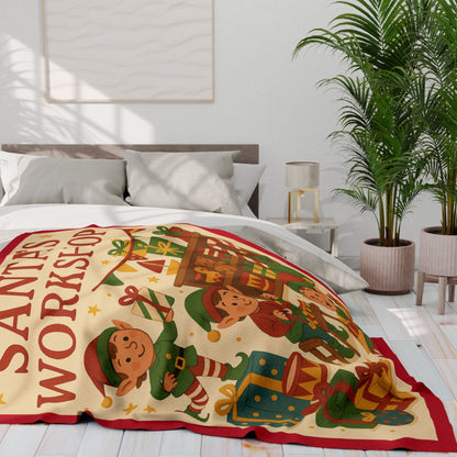 Printify Home Decor Santa's Workshop - Cozy Christmas Fleece Blanket