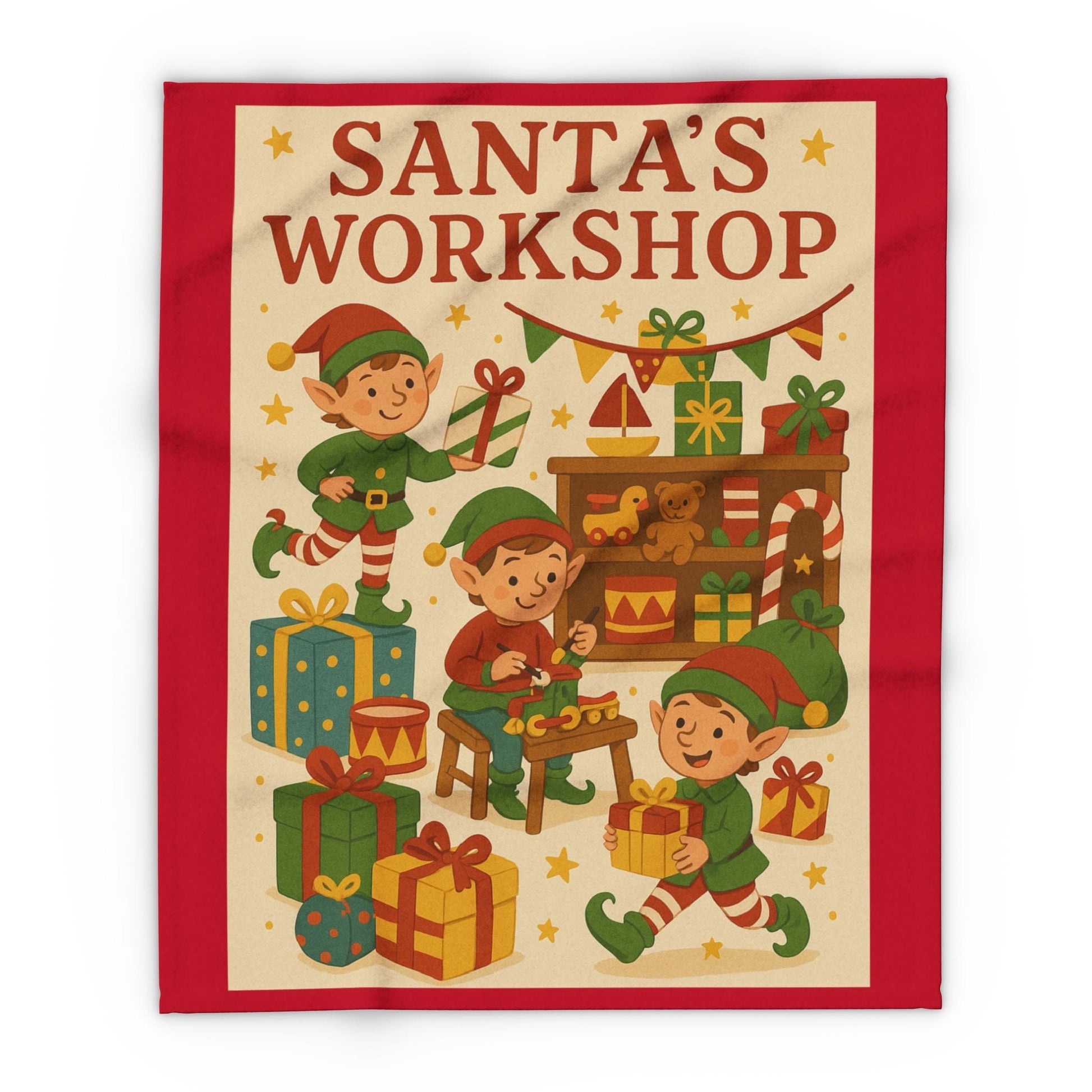 Printify Home Decor 50" × 60" Santa's Workshop - Cozy Christmas Fleece Blanket