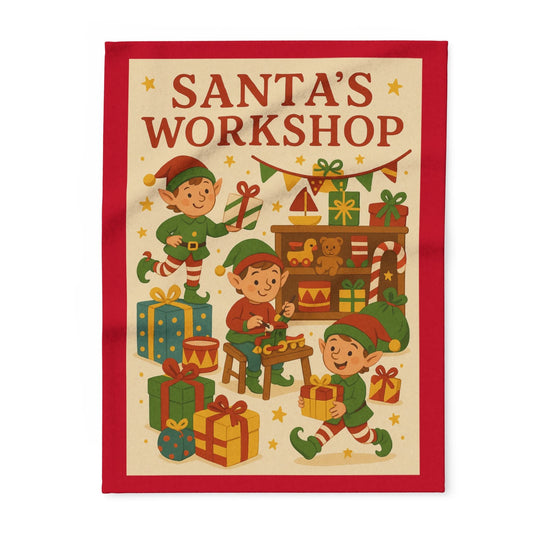 Printify Home Decor 30'' × 40'' Santa's Workshop - Cozy Christmas Fleece Blanket