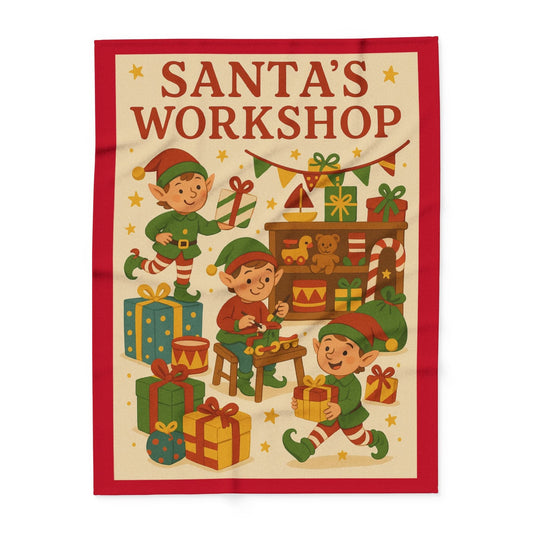 Printify Home Decor 60" × 80" Santa's Workshop - Cozy Christmas Fleece Blanket
