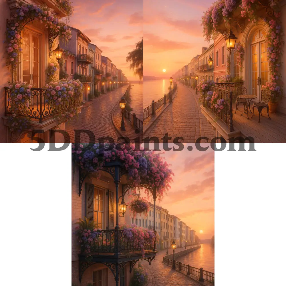 5DDPaints.com Art & Craft Kits Savannah Sunset Charm – Limited Edition 3-Piece Southern Charm Balcony Trio