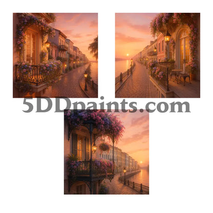 5DDPaints.com Art & Craft Kits Savannah Sunset Charm – Limited Edition 3-Piece Southern Charm Balcony Trio