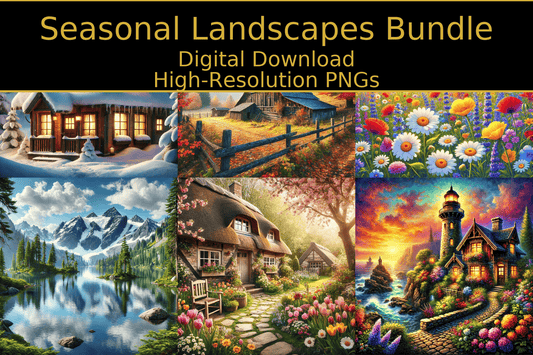 5DDPaints.com Arts & Crafts Seasonal Landscapes Collection – Cozy Cottages, Wildflowers & Scenic Nature Art