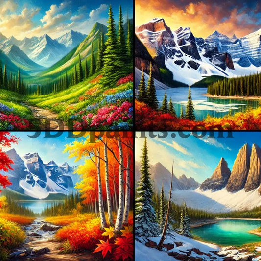 5DDPaints.com arts and crafts kit Seasons of Serenity: Mountain Landscape Diamond Painting Collection