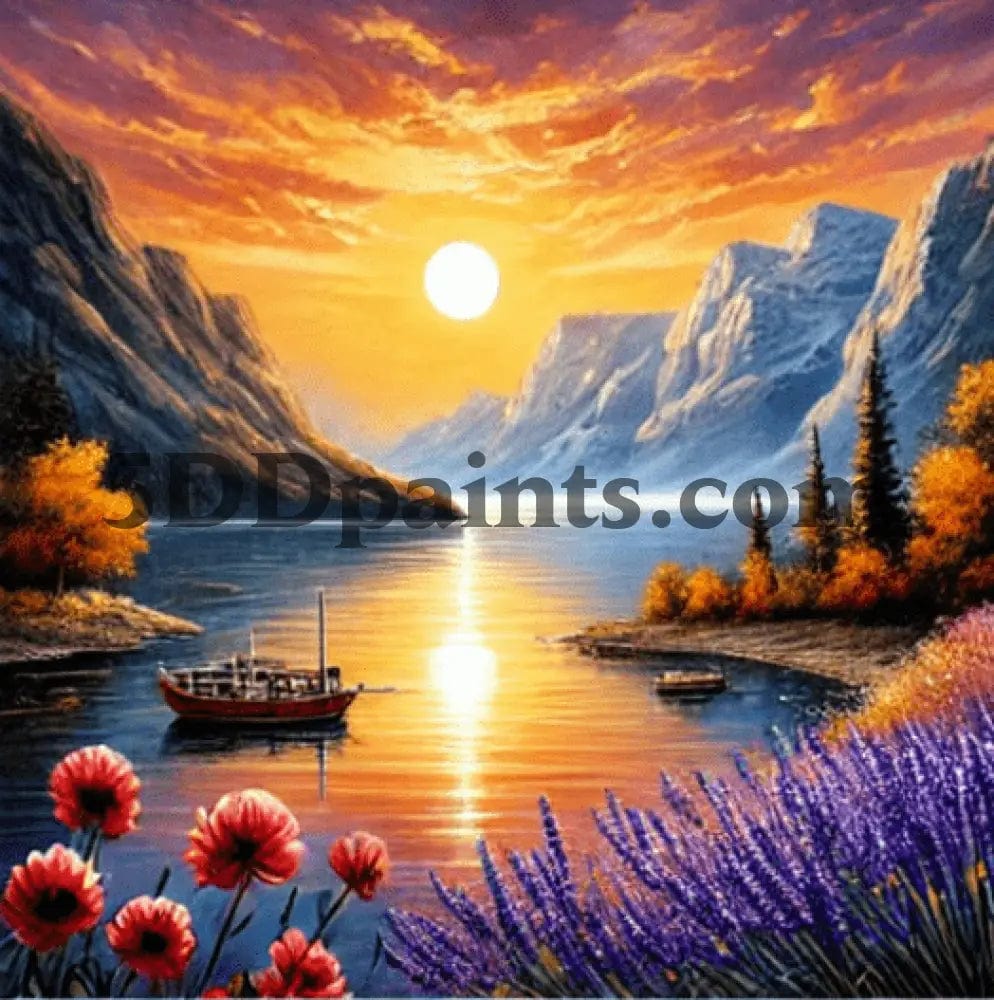 5DDPaints.com arts and crafts kit Serene Landscape Collection: Set of 4 Exclusive Diamond Paintings