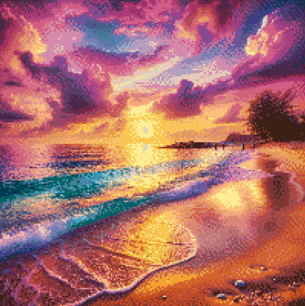 5DDPaints.com arts and crafts kit Serene Seaside Sunset 5D Diamond Painting Kit