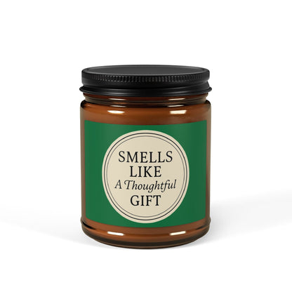 Printify Home Decor 9oz / Amber / Christmas Warmth “Smells Like a Thoughtful Gift” 4oz Soy Candle – Amber Jar, Hand-Poured Elegance - Green