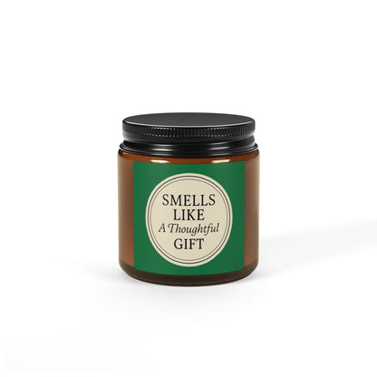 Printify Home Decor 4oz / Amber / Christmas Warmth “Smells Like a Thoughtful Gift” 4oz Soy Candle – Amber Jar, Hand-Poured Elegance - Green