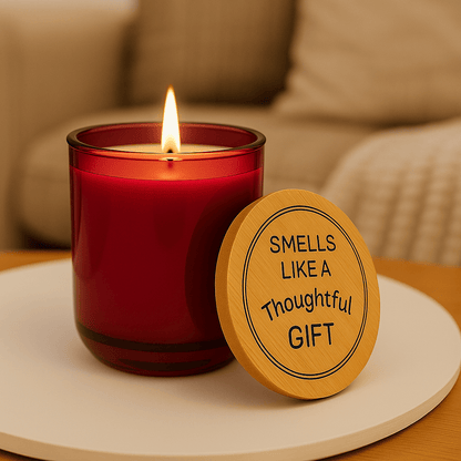 Printify Home Decor Cranberry Glow / Beach Rose / 14oz Smells Like a Thoughtful Gift Candle – 14oz Engraved Soy Candle with Bamboo Lid | Clean Burn, Long-Lasting, Eco-Friendly Gift for Her, Him, or Home