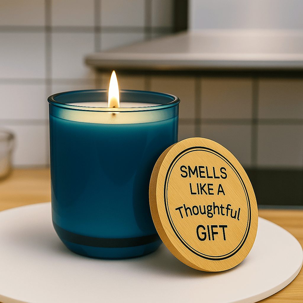 Printify Home Decor Smells Like a Thoughtful Gift Candle – 14oz Engraved Soy Candle with Bamboo Lid