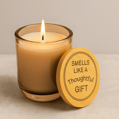 Printify Home Decor Peachy Nude / Beach Rose / 14oz Smells Like a Thoughtful Gift Candle – 14oz Engraved Soy Candle with Bamboo Lid