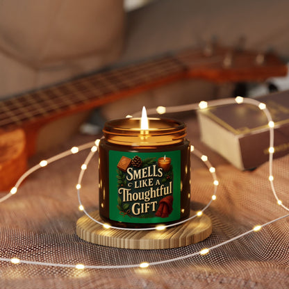Printify Home Decor 4oz / Amber / Christmas Warmth Smells Like a Thoughtful Gift Candle — Scented Soy Amber Jar - Green Christmas