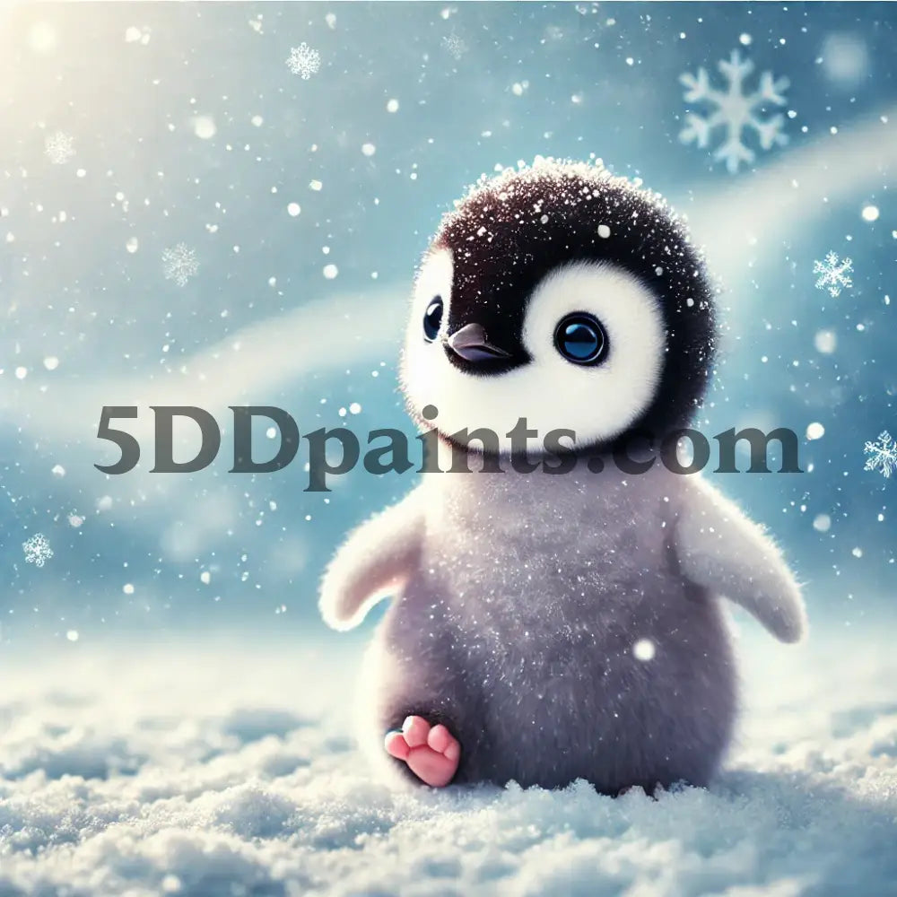 5DDPaints.com arts and crafts kit Snowflake Stroll – Baby Penguin Diamond Painting Kit
