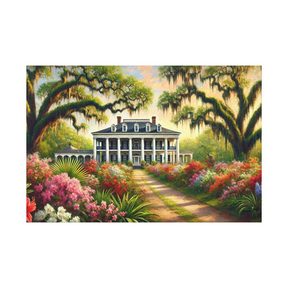 Printify Canvas 60" x 40" (Horizontal) / 1.25" Southern Bloom Estate – Grand Manor Garden Canvas Wall Art