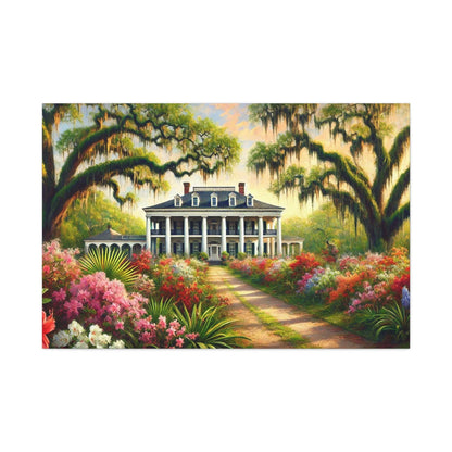 Printify Canvas 48″ x 32″ (Horizontal) / 1.25" Southern Bloom Estate – Grand Manor Garden Canvas Wall Art