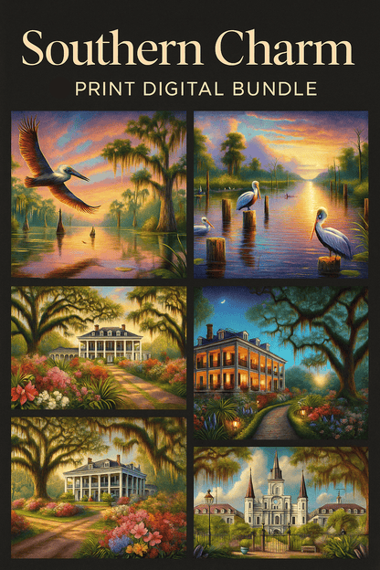 5DDPaints.com Art & Craft Kits Southern Charm – 6-Print Digital Diamond Painting Bundle (Instant Download)