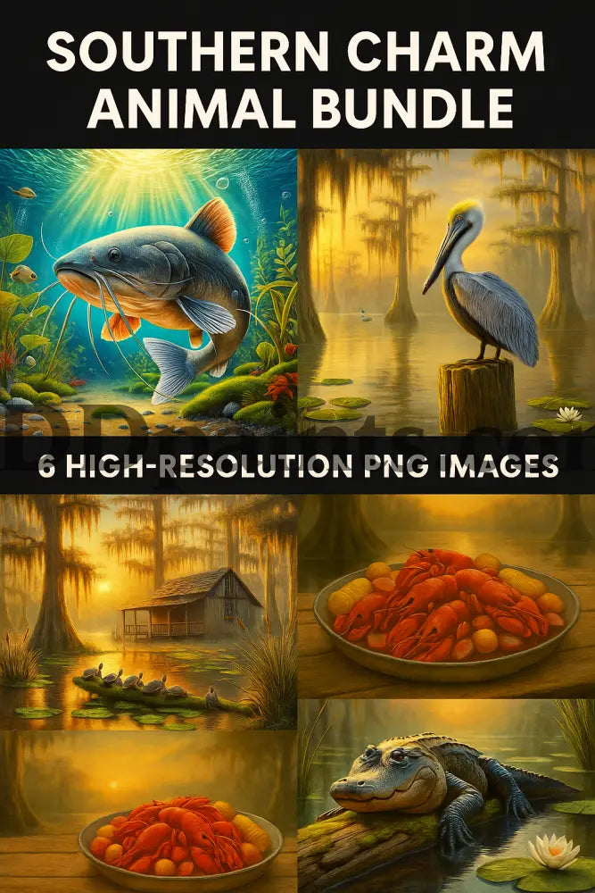 5DDPaints.com Art & Craft Kits Southern Charm Animal Bundle – 6 High-Resolution Digital PNG Images