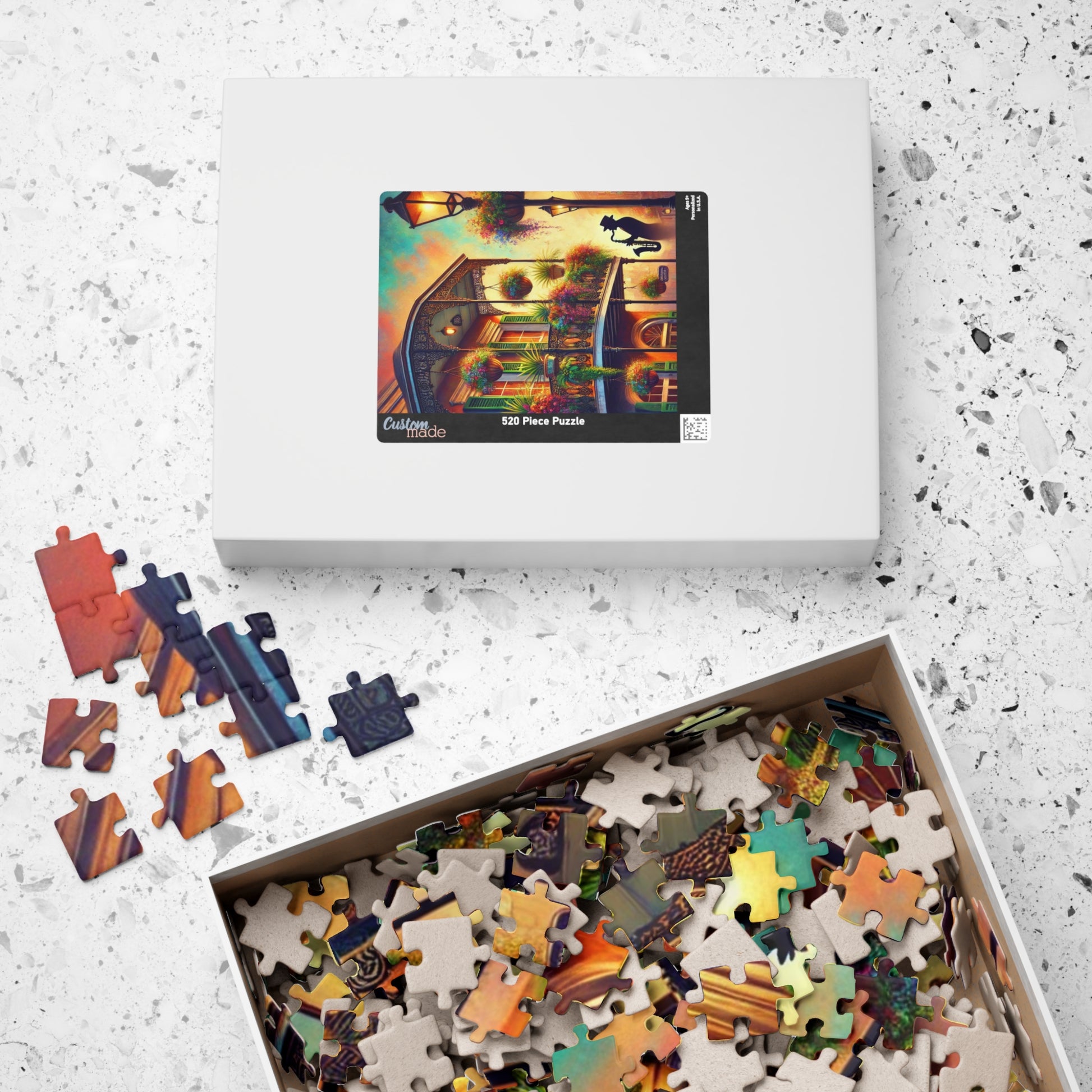 Printify Puzzle Southern Jazz Balcony Jigsaw Puzzle | 520 or 1014 Pieces