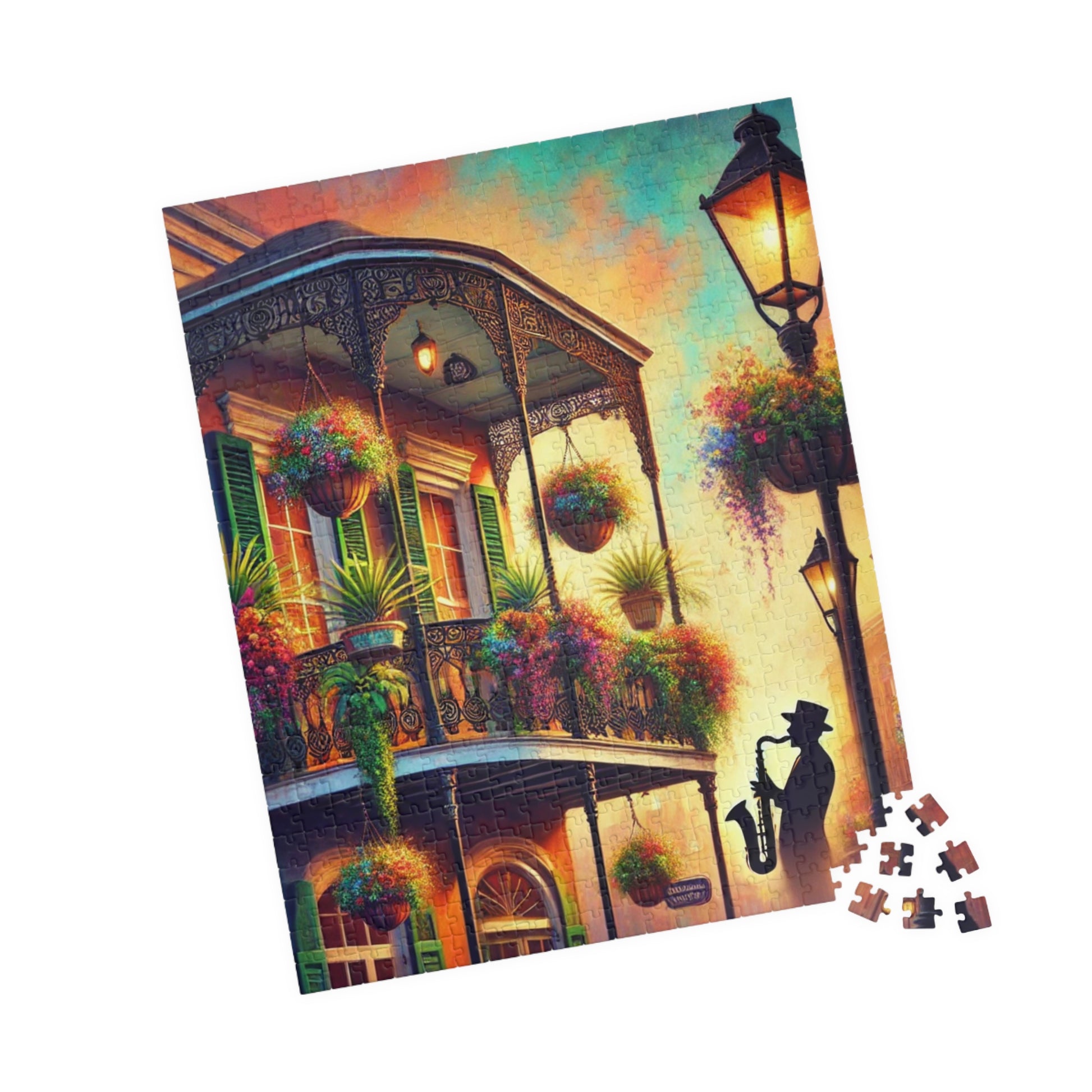 Printify Puzzle Southern Jazz Balcony Jigsaw Puzzle | 520 or 1014 Pieces