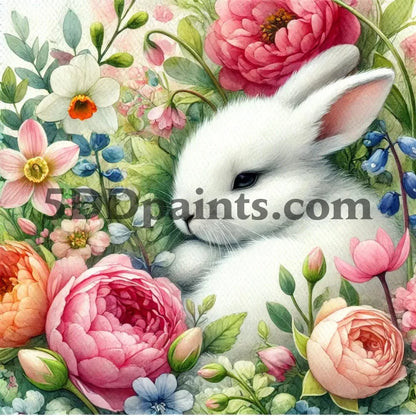 5DDPaints.com arts and crafts kit Springtime Serenity Bunny Diamond Painting Kit