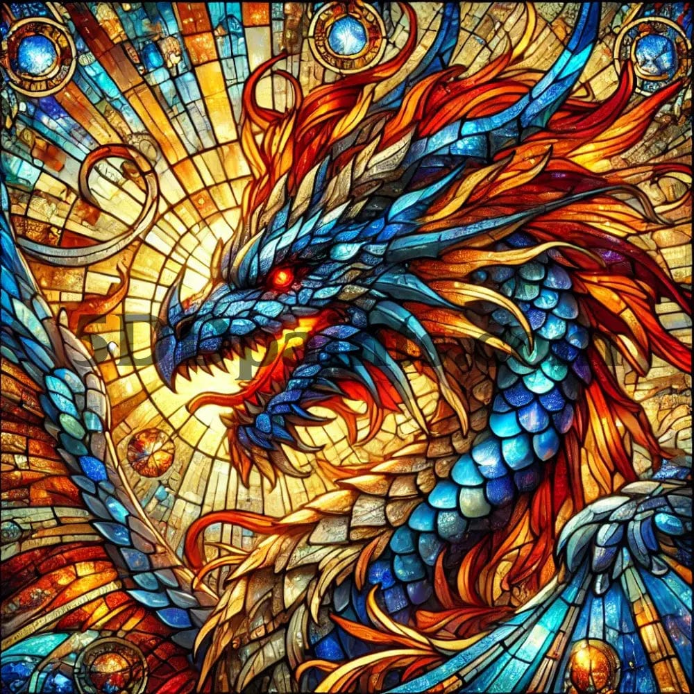 5DDPaints.com arts and crafts kit Stained-Glass Dragon Diamond Painting Kit