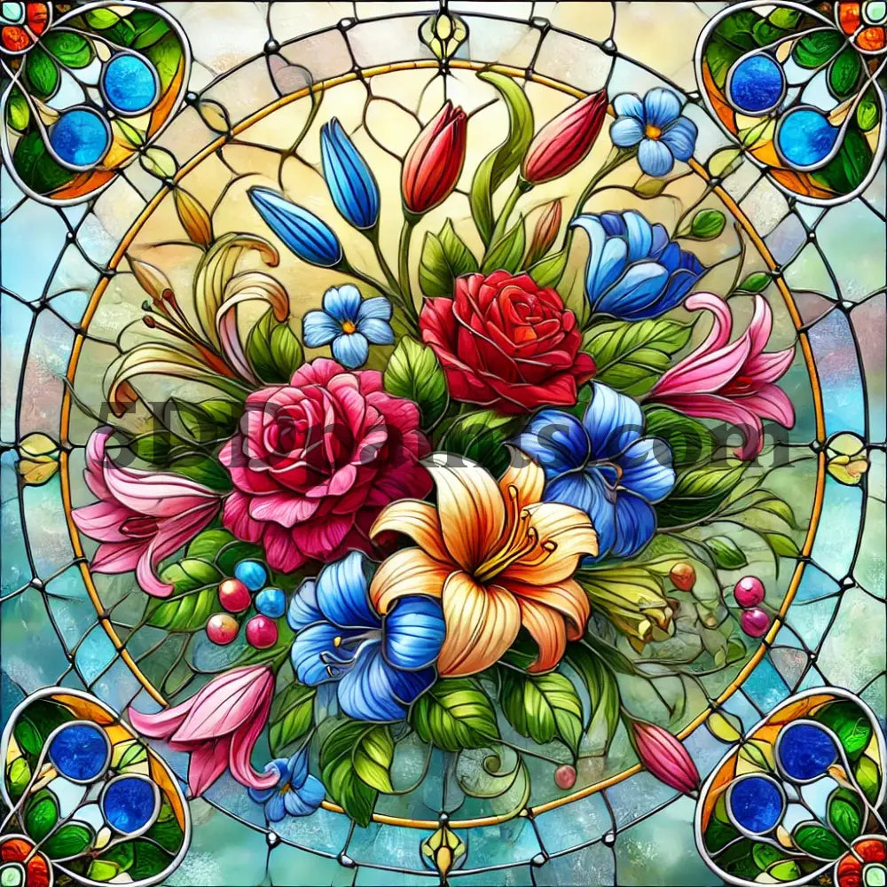 5DDPaints.com Art & Craft Kits Stained Glass Serenity – 6-Piece Digital Art Bundle (High-Resolution PNGs)