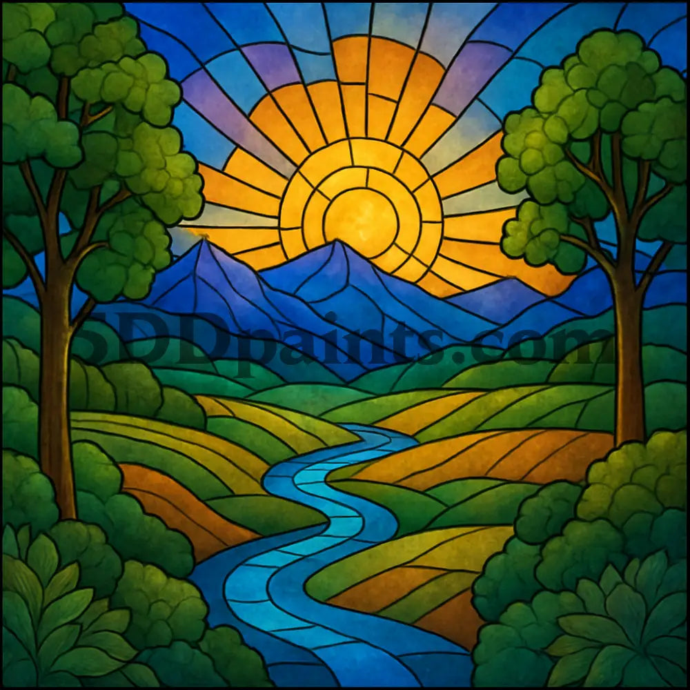 5DDPaints.com Art & Craft Kits Stained Glass Serenity – 6-Piece Digital Art Bundle (High-Resolution PNGs)