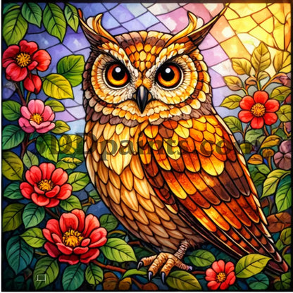 5DDPaints.com Art & Craft Kits Majestic Owl / 20x20cm / Square Stained Glass Wildlife – Diamond Painting Collection