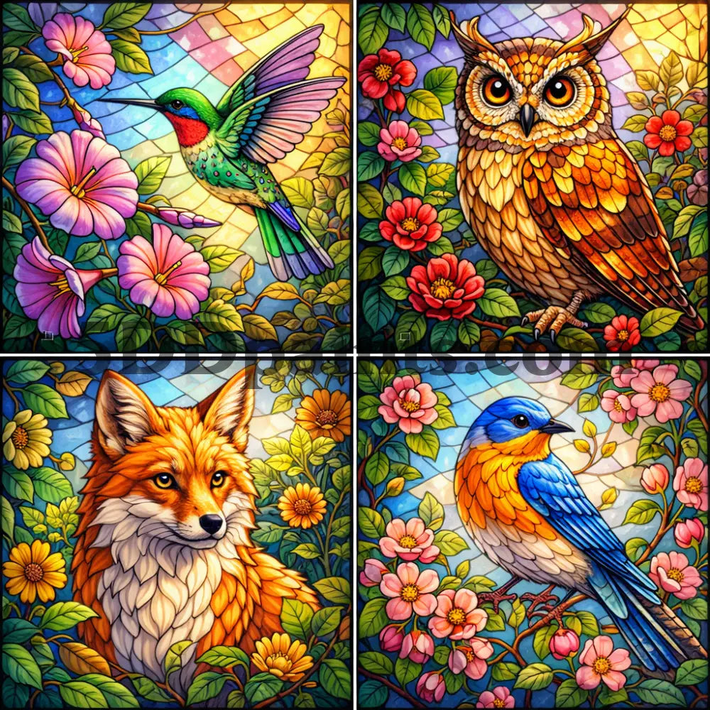5DDPaints.com Art & Craft Kits Stained Glass Wildlife – Diamond Painting Collection