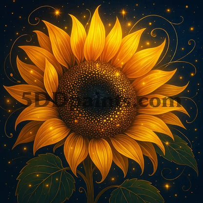 5DDPaints.com arts and crafts kit Starlit Sunflower Diamond Painting Kit