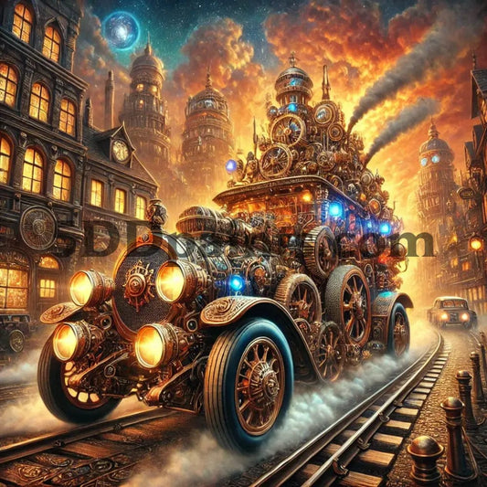 5DDPaints.com arts and crafts kit Steampunk Dreams Vehicle Diamond Painting Kit