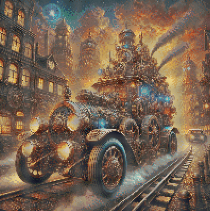 5DDPaints.com arts and crafts kit Steampunk Dreams Vehicle Diamond Painting Kit